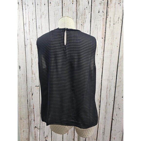 Women's 14 Company Ellen Tracy Black 100% Silk Sleeveless tank Blouse Shirt - Picture 4 of 9